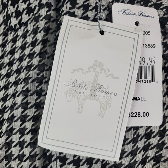 BROOKS BROTHERS Shirt Womens Small Relaxed Houndstooth Blouse Chiffon New - Picture 12 of 16